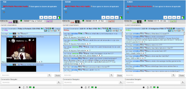 Klatchat screen capture, 3x chats
